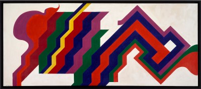 An abstract pattern formed from many shaking lines in different hues.